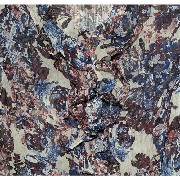 Tahari ASL Sheer Lightweight Ruffled Top Sleeveless Floral Blouse Plus Size 2X - Picture 8 of 11